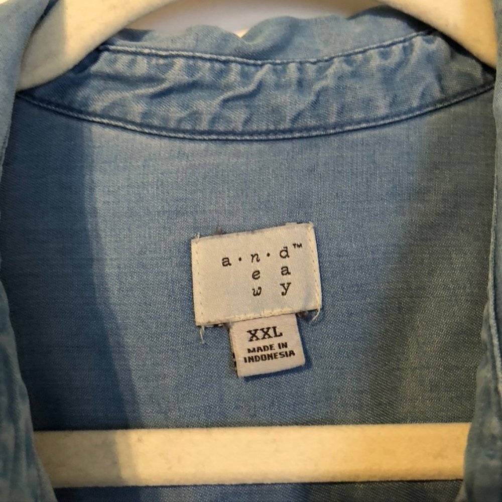 A New Day Chambray Button Down Shirt Blue XXL 2X - Picture 7 of 10